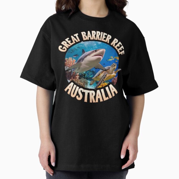 Item preview, Vintage Minimal Retro Travel Poster - Great Barrier Reef Adventure with Shark and Sea Turtle designed and sold by pod24.