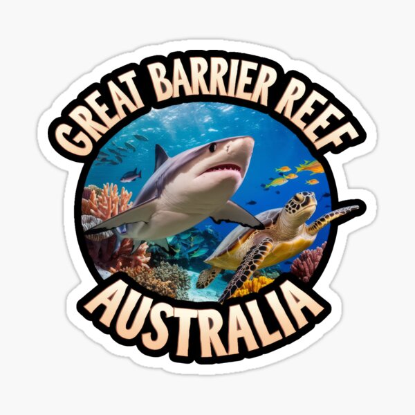 Item preview, Vintage Minimal Retro Travel Poster - Great Barrier Reef Adventure with Shark and Sea Turtle designed and sold by pod24.