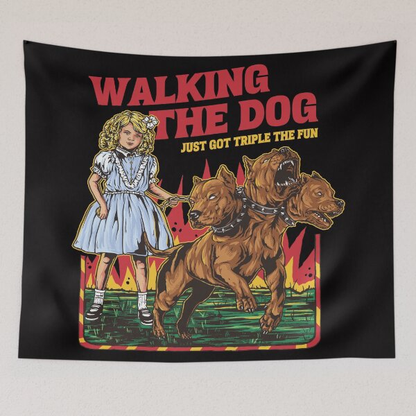 Item preview, Walking the Dog Just Got Triple the Fun designed and sold by DrawHandArt.