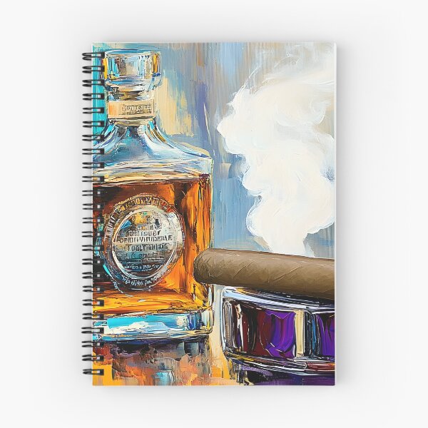 Artikelvorschau, Genießen Sie die Eleganz - Whiskey-Flasche und Zigarre in einer Symphonie der Farbe abstrakte digitale Kunst entworfen und verkauft von OlfactoART Studio.