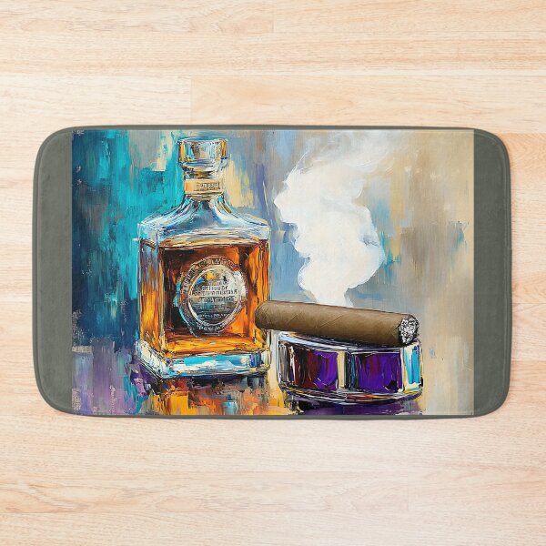 Item preview, Enjoy the Elegance- Whiskey Bottle and Cigar in a Symphony of Color Abstract Digital Art designed and sold by OlfactoART Studio.