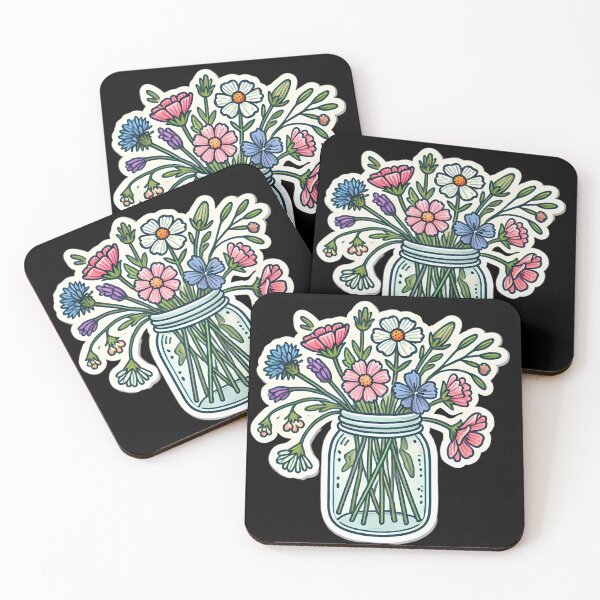 Item preview, Blooming Wildflowers in a Mason Jar. designed and sold by Linework Studio.