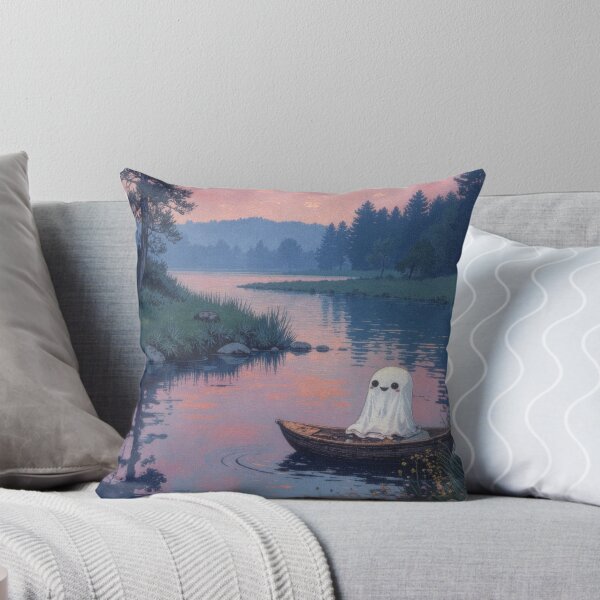 Item preview, Kawaii ghost exploring at sunset, vintage aesthetic halloween designed and sold by ChaosEdits.