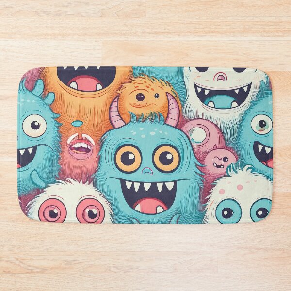 Item preview, A playful and whimsical seamless pattern design featuring a variety of cartoon monsters.  designed and sold by HEMRO.