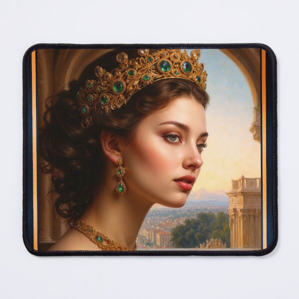 Item preview, Regal Portrait of a Young Princess Adorned in Emerald and Gold MEsmerizing AI Concept Art by Xzendor7 designed and sold by Xzendor7 Digital Art Creations.