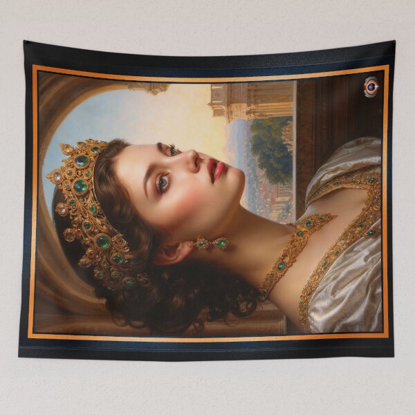 Item preview, Regal Portrait of a Young Princess Adorned in Emerald and Gold MEsmerizing AI Concept Art by Xzendor7 designed and sold by Xzendor7 Digital Art Creations.