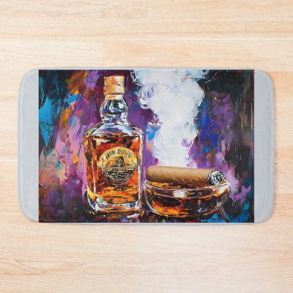 Item preview, Experience the Atmosphere of Whiskey and a Lit Cigar in a Colorful Setting Generative AI designed and sold by OlfactoART Studio.