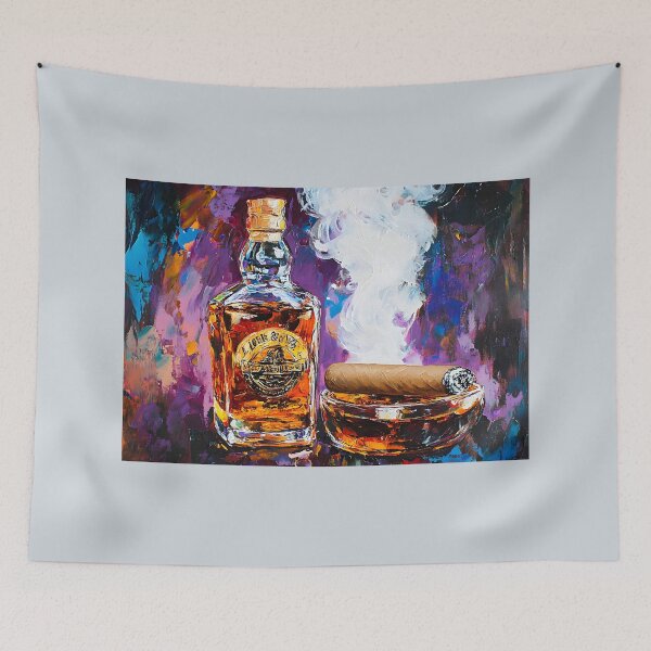 Item preview, Experience the Atmosphere of Whiskey and a Lit Cigar in a Colorful Setting Generative AI designed and sold by OlfactoART Studio.