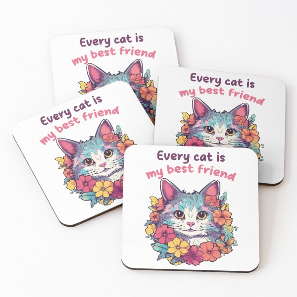 Item preview, Every Cat is My Best Friend - Cute Floral Cat Art designed and sold by -DEEWOLF-.