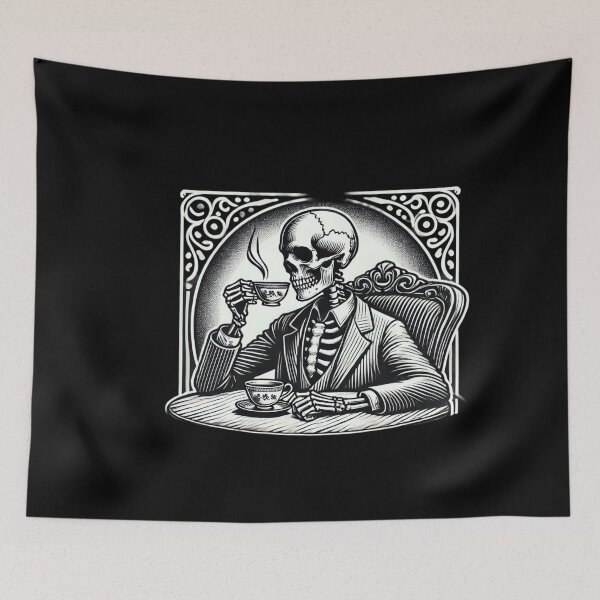 Item preview, GRIMSHVDE Skeleton Tea Time Gothic Design designed and sold by GRIMSHVDE.