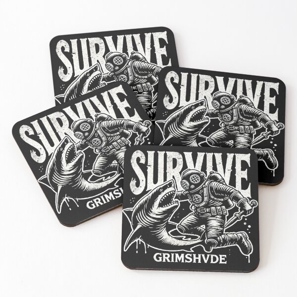 Item preview, GRIMSHVDE Survive Deep-Sea Diver and Shark Gothic Design designed and sold by GRIMSHVDE.