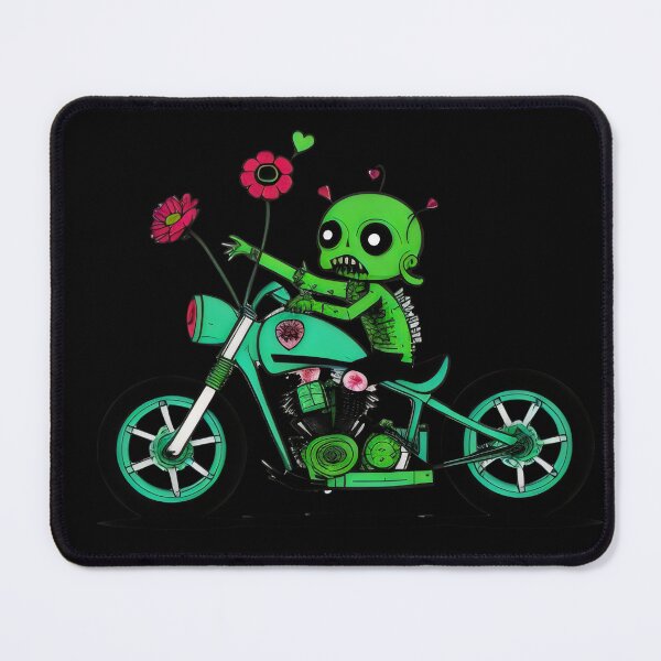 Item preview, Quirky Zombie Biker with Flowers – Fun and Edgy Art Design designed and sold by Cherry-Cat.