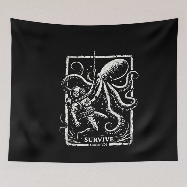 Item preview, GRIMSHVDE Survive Diver vs. Giant Octopus Gothic Design designed and sold by GRIMSHVDE.