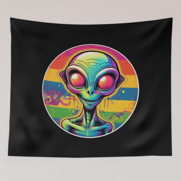 Item preview, Grafitti Queer Pride Rainbow Alien designed and sold by Boxing Kangaroo Retail Company.