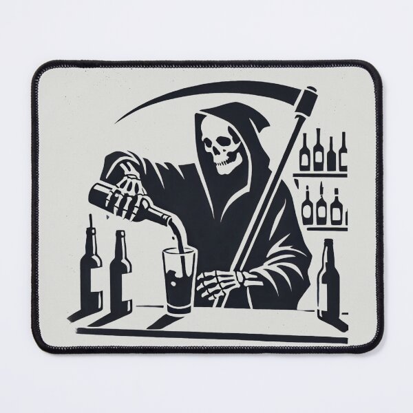 Item preview, Grim Reaper Behind the Bar Pouring Wine designed and sold by Blink Art Studio.