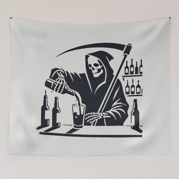 Item preview, Grim Reaper Behind the Bar Pouring Wine designed and sold by Blink Art Studio.
