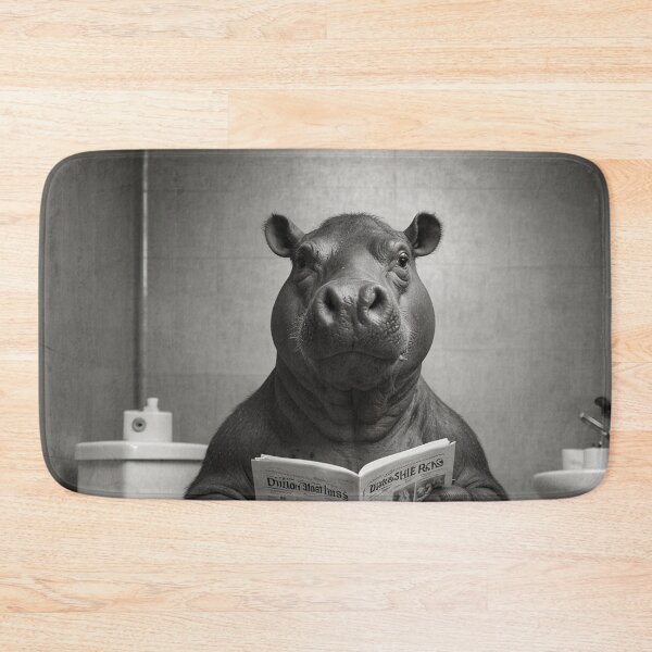 Item preview, Hippo Reading Time – Funny Bathroom Art designed and sold by vk09.