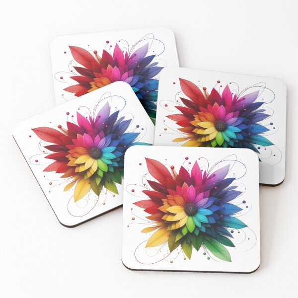 Item preview, rainbow-colored flower art designed and sold by CeammiShop.