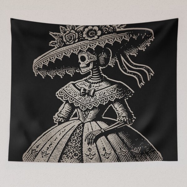Item preview, Traditional Mexican Catrina engraving in black and white for Day of the Dead designed and sold by Omar Lopez-Rincon.