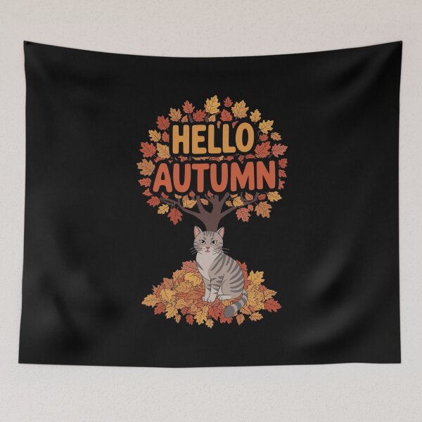 Item preview, Cat Leaf Fall Tree Hello Autumn designed and sold by Redgiant87x.