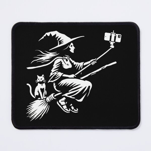 Item preview, Witch Flying with a Cat Taking a Selfie designed and sold by Blink Art Studio.