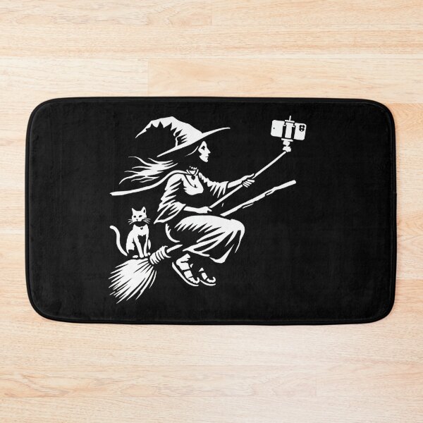Item preview, Witch Flying with a Cat Taking a Selfie designed and sold by Blink Art Studio.