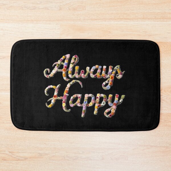Item preview, Always happy inscription with colorful flowers designed and sold by KusyArt.