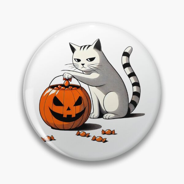 Item preview, Cat Pulling Candy from an Orange Pumpkin designed and sold by Blink Art Studio.