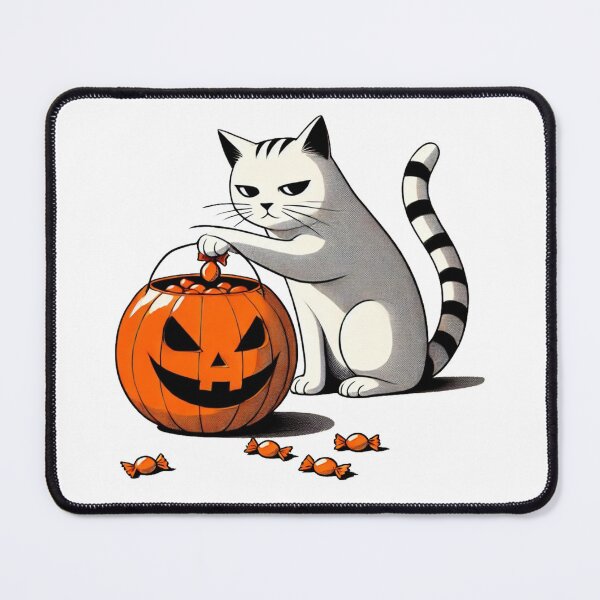Item preview, Cat Pulling Candy from an Orange Pumpkin designed and sold by Blink Art Studio.