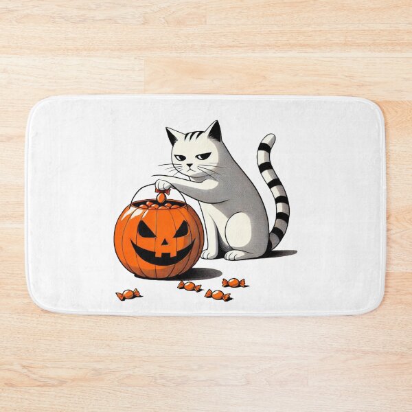 Item preview, Cat Pulling Candy from an Orange Pumpkin designed and sold by Blink Art Studio.