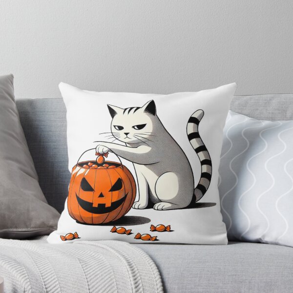 Item preview, Cat Pulling Candy from an Orange Pumpkin designed and sold by Blink Art Studio.