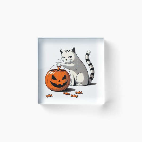 Item preview, Cat Pulling Candy from an Orange Pumpkin designed and sold by Blink Art Studio.