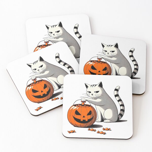 Item preview, Cat Pulling Candy from an Orange Pumpkin designed and sold by Blink Art Studio.