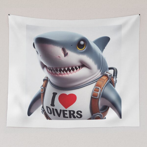 Item preview, Great white shark with I love Divers designed and sold by Outlandishrob.