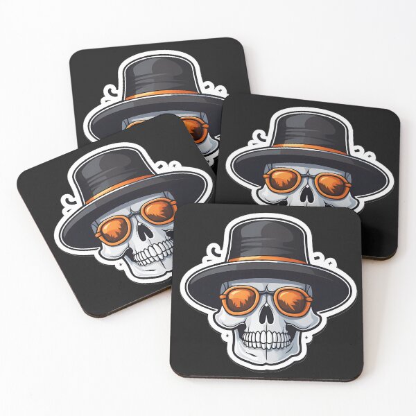 Item preview, Dapper Skull: Retro Halloween Gentleman Print designed and sold by cabana.space.