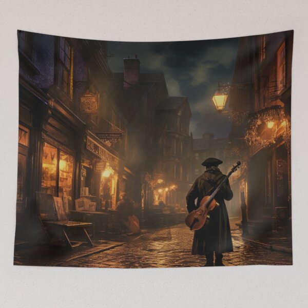 Item preview, Victorian Street Musician At Night Victorian Inspired Art  designed and sold by CDC40.