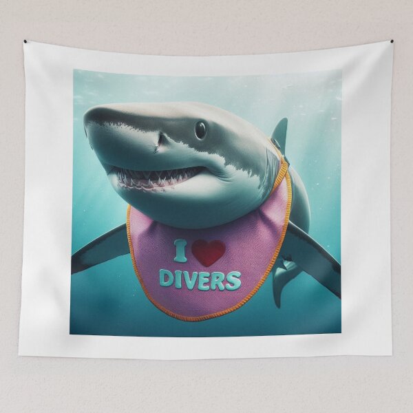 Item preview, Shark with Pink Bib I Love Divers  designed and sold by Outlandishrob.