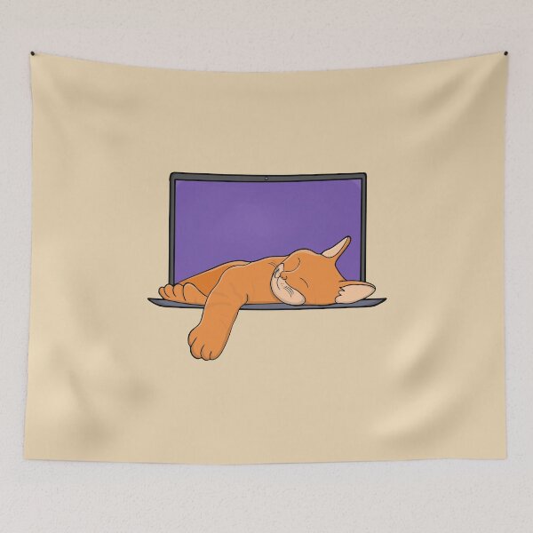 Item preview, Orange kitten sleeping on the computer designed and sold by shopdiego.