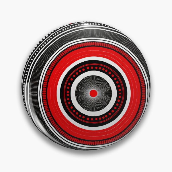 Item preview, a circular pattern Design with concentric circles and dots in high-contrast colors: black, white, and red. designed and sold by HEMRO.