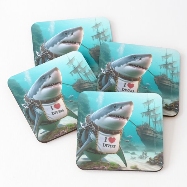 Item preview, Great White Shark with Bib I Love Divers designed and sold by Outlandishrob.