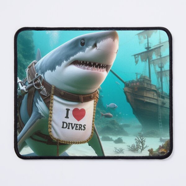 Item preview, Great White Shark with Bib I Love Divers designed and sold by Outlandishrob.