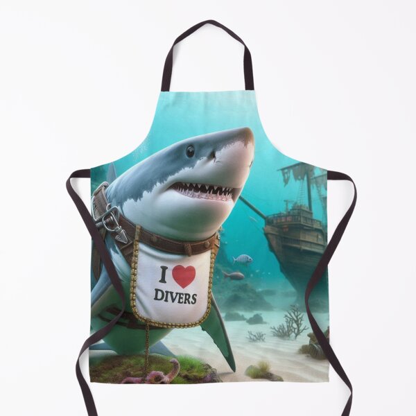 Item preview, Great White Shark with Bib I Love Divers designed and sold by Outlandishrob.