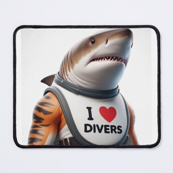 Item preview, Tiger Shark I love Divers Bib designed and sold by Outlandishrob.