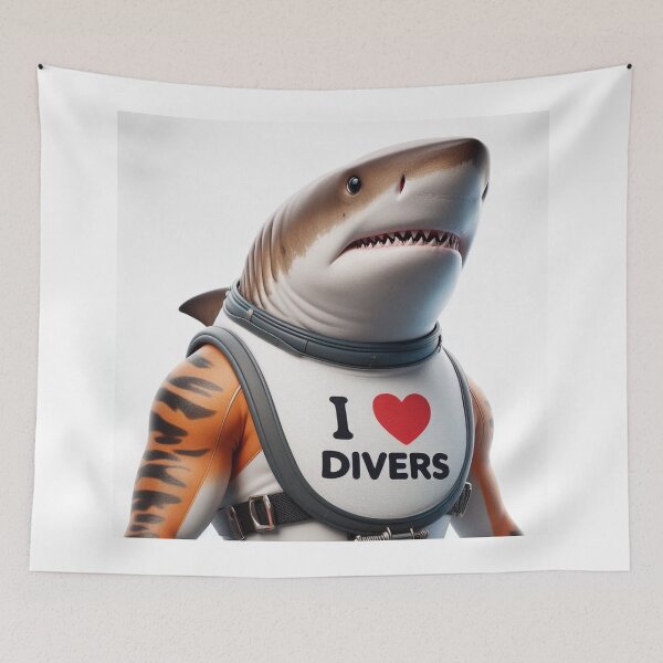 Item preview, Tiger Shark I love Divers Bib designed and sold by Outlandishrob.
