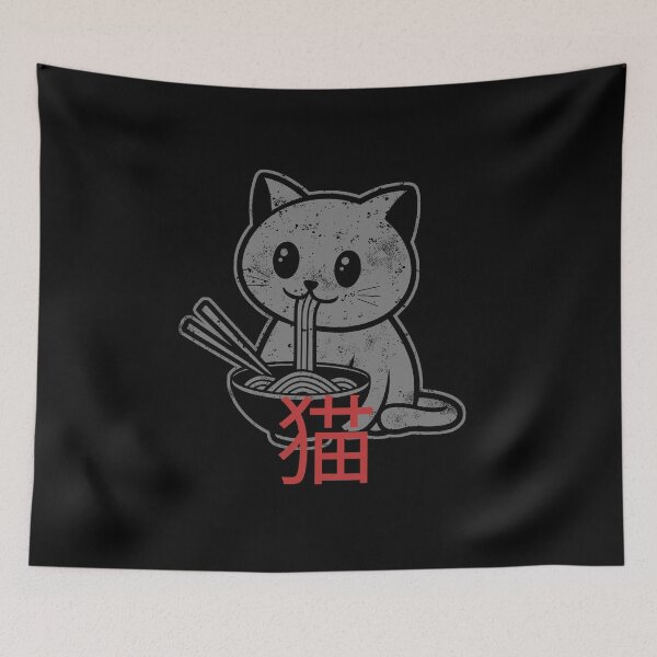 Aperçu de l'œuvre Chat Ramen Kawaii Art Japonais Vintage Anime Japon Humour créée et vendue par Flying Jake.