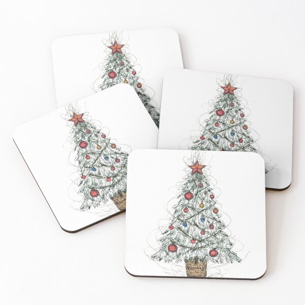Item preview, Christmas tree, rustic vintage style scribble art designed and sold by Invisible-Cult.