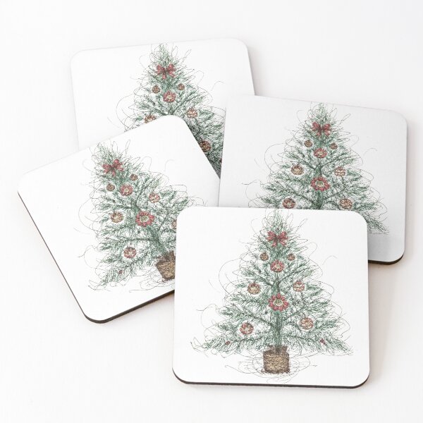 Item preview, Christmas tree bauble, rustic vintage style scribble art designed and sold by Invisible-Cult.
