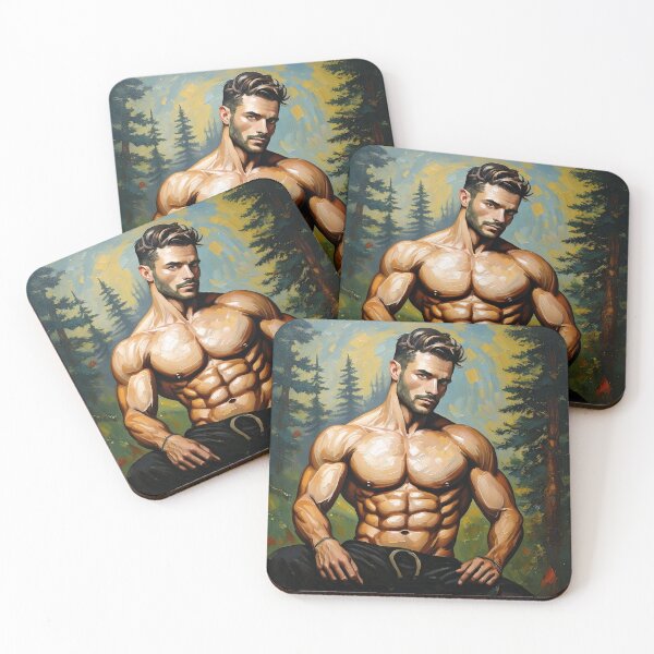 Artikelvorschau, Muskelmann im Wald entworfen und verkauft von ArtFactoryAI.