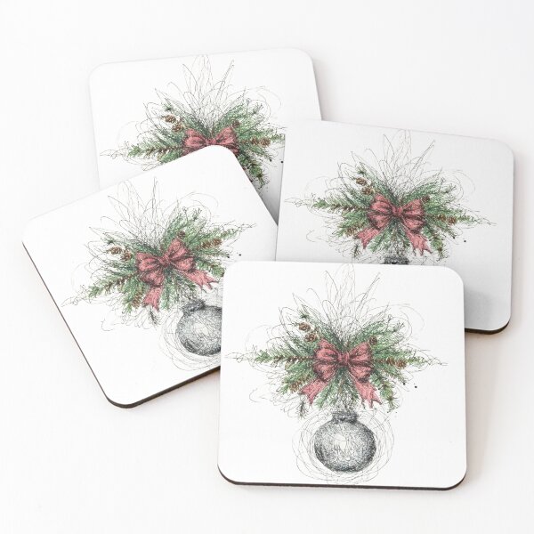 Item preview, Christmas tree bauble, rustic vintage style scribble art designed and sold by Invisible-Cult.