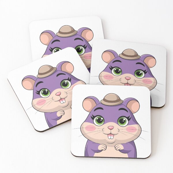 Item preview, Adorable Purple Hamster Green Ayes  with Hat 2024 designed and sold by ArtSeeker01.